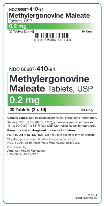 Ndc Package 60687 410 94 Methylergonovine Maleate Tablet Oral